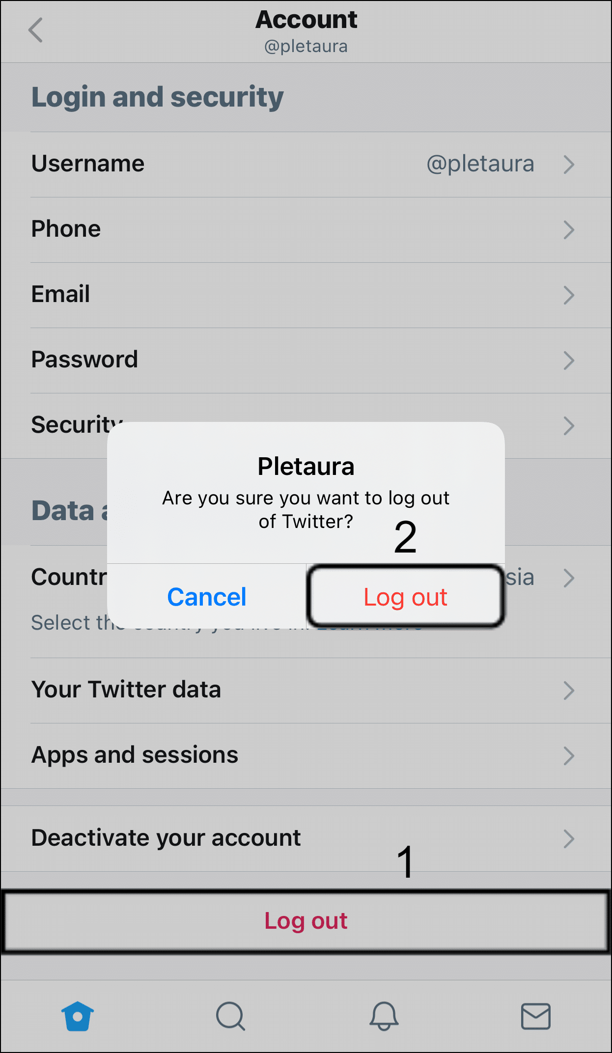 log out and log in to twitter app to fix notifications not working
