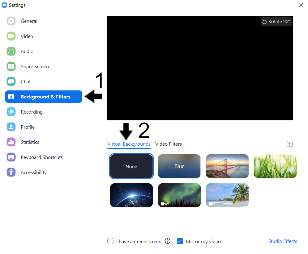use a different zoom background to fix virtual background or green screen not working