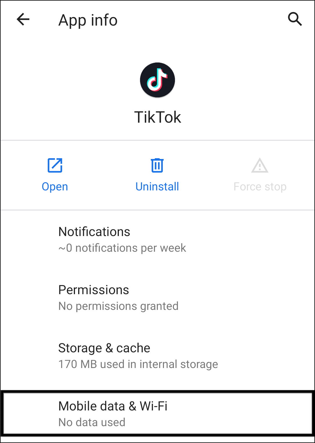 allow background data usage for TikTok on Android to fix notifications not working
