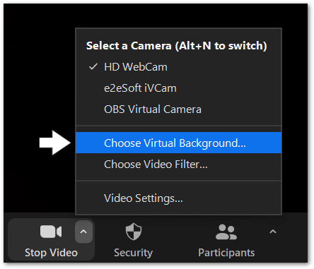 open zoom virtual background settings on Zoom client on Windows and macOS