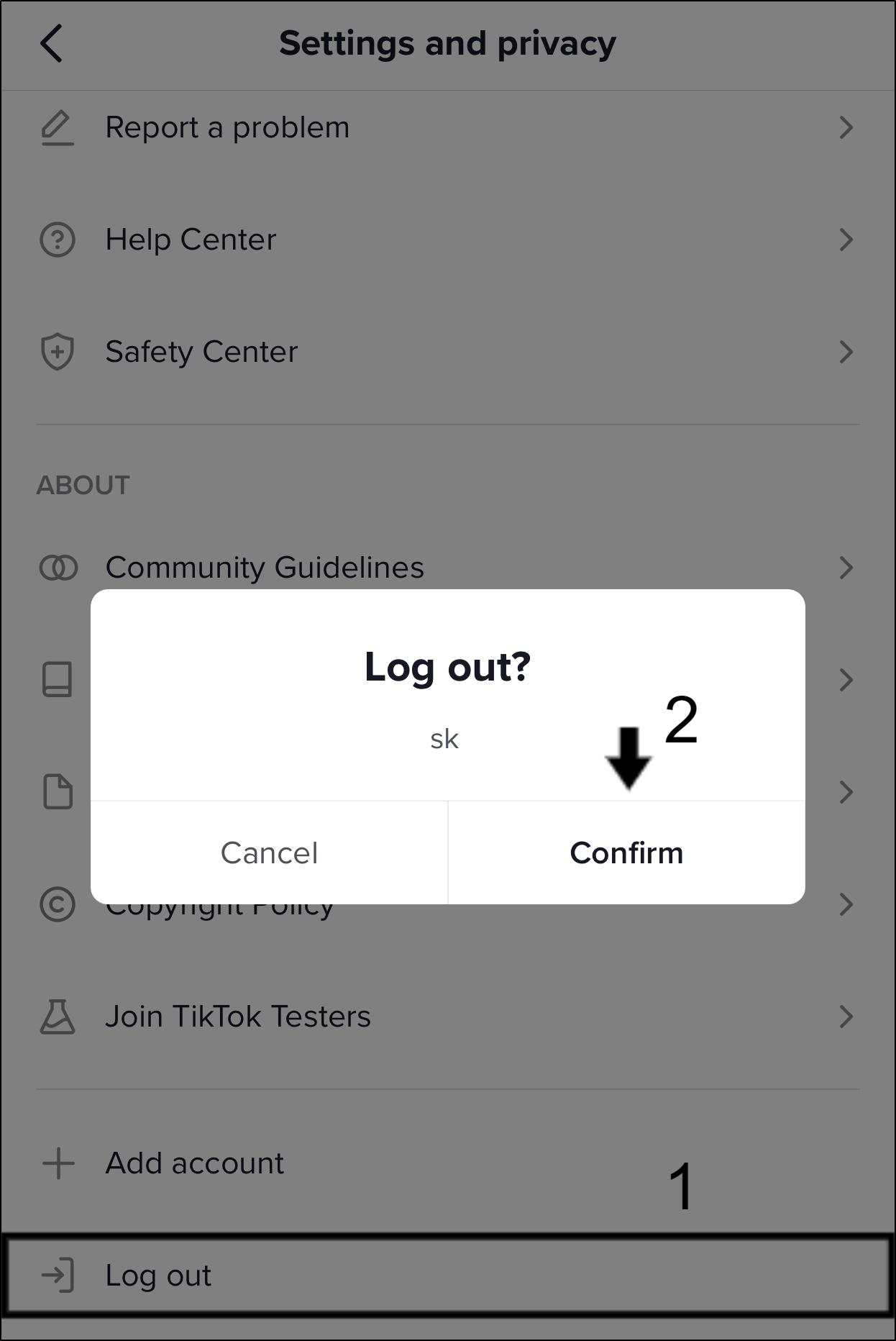 log out and log in to TikTok app to fix notifications not working