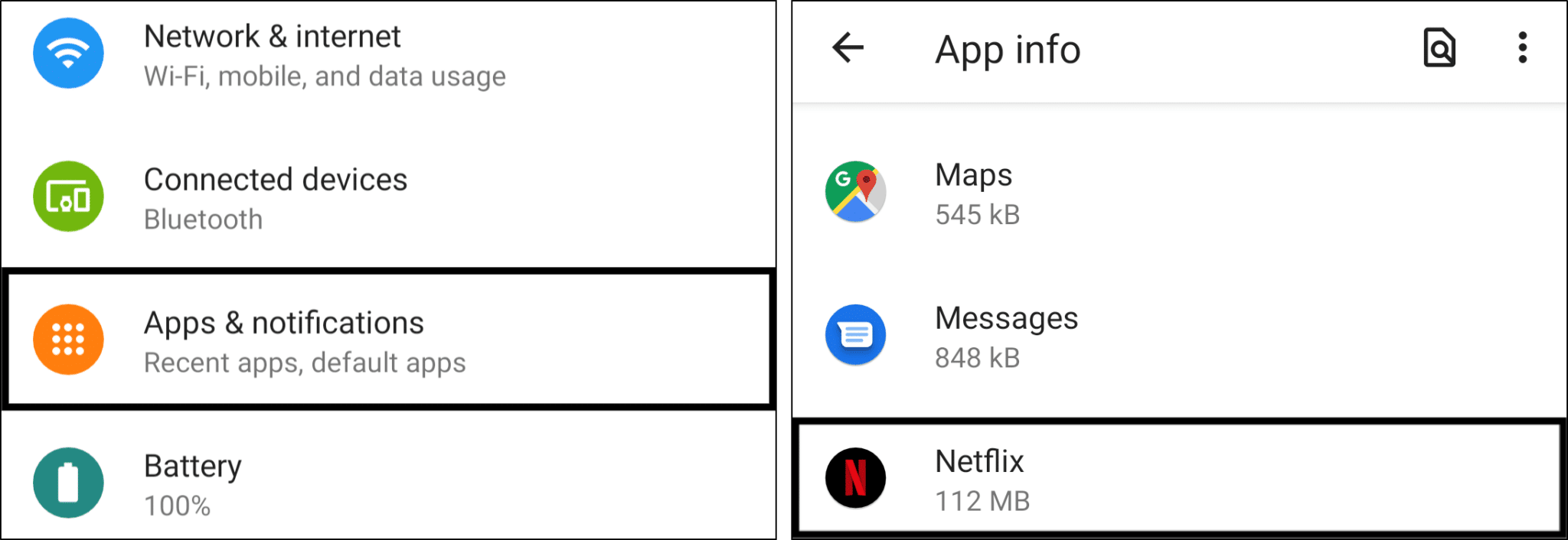 access Netflix app settings in system settings on Android