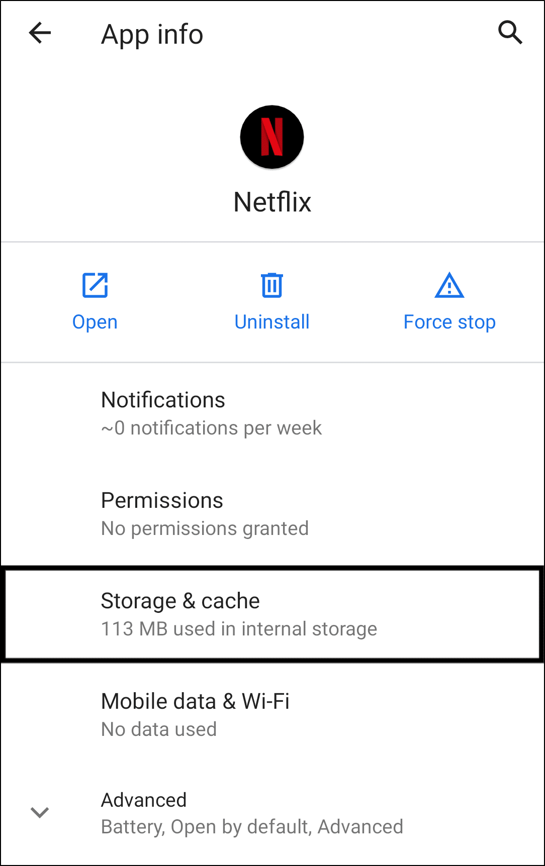 clear Netflix app cache and data on Android to fix search bar not working