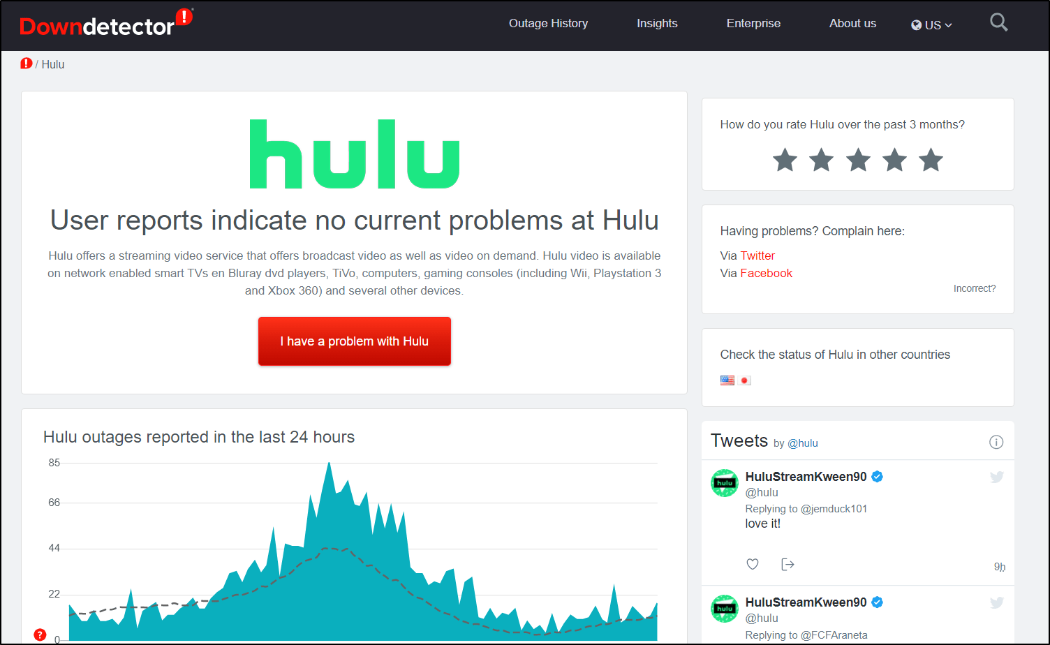 check hulu server status on downdetector if you can't login to Hulu
