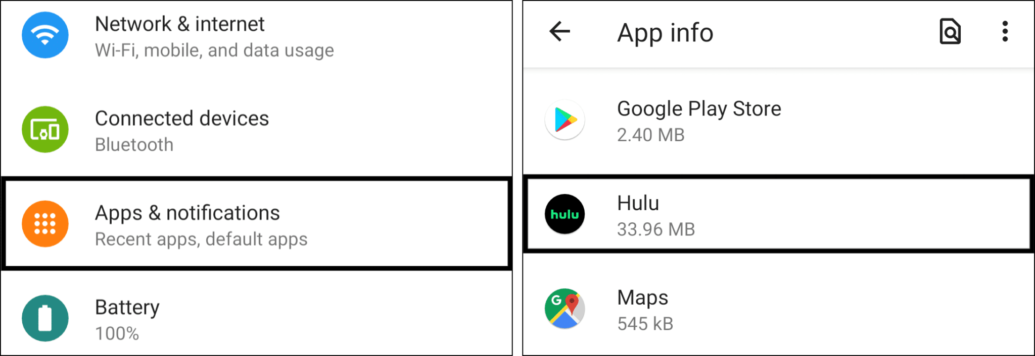 access Hulu settings in system settings on Android