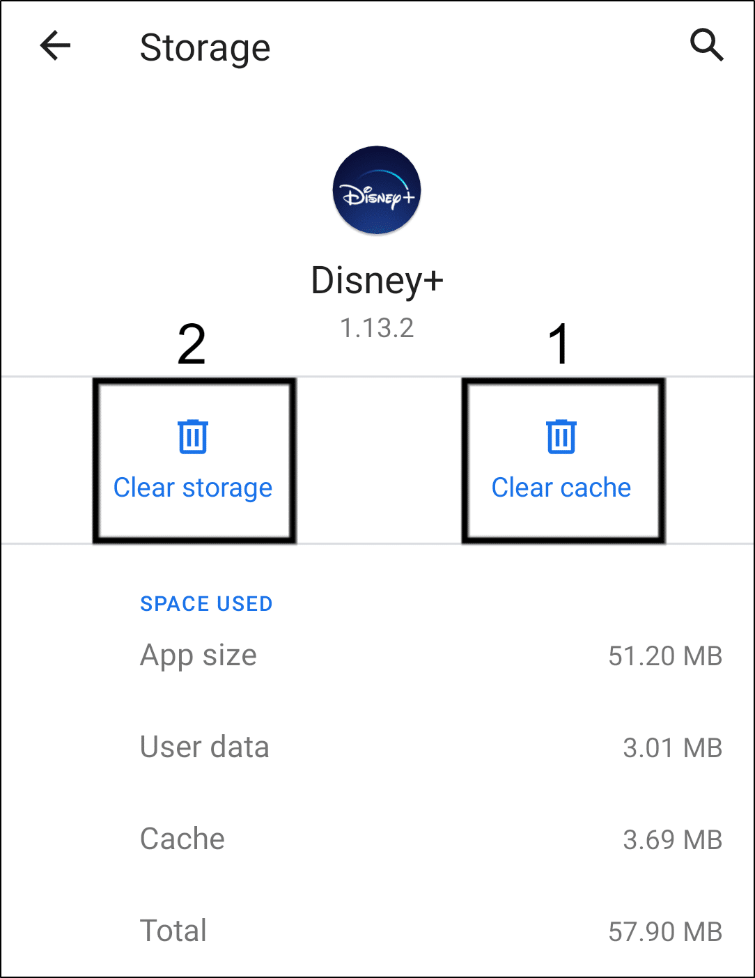 Delete the Disney Plus app cache and data through settings on Android to fix subtitles or closed captions not working