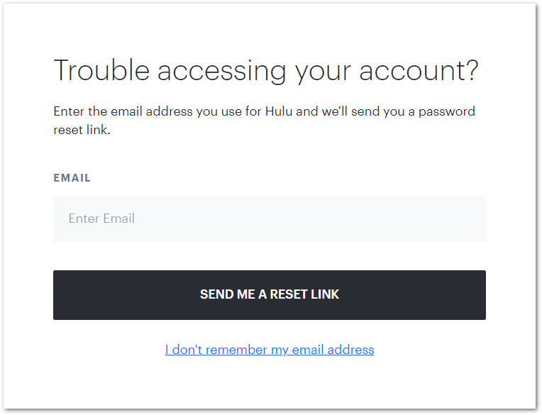 reset hulu account password to fix can't login hulu or log in button not working