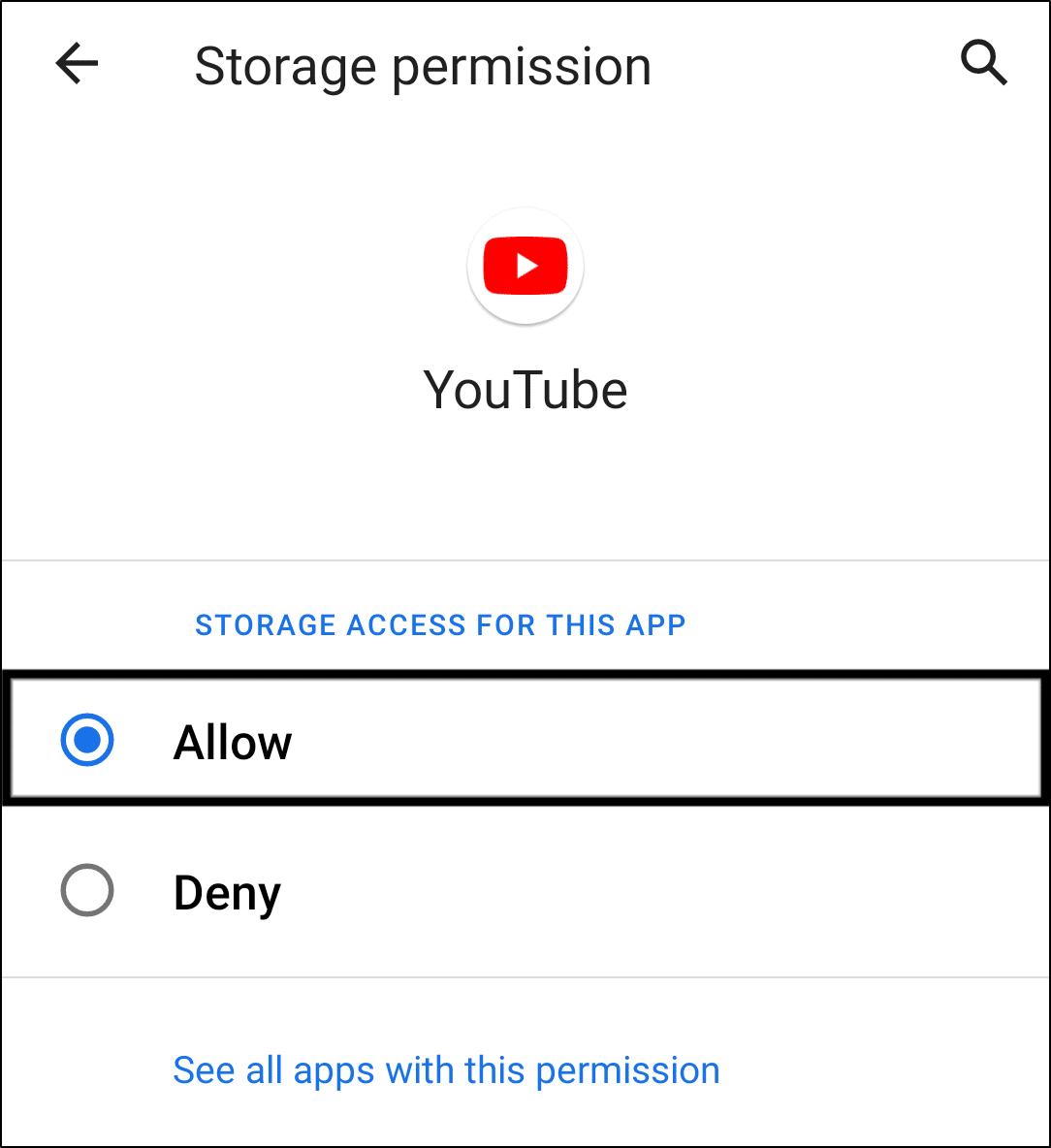 allow YouTube app permissions on Android to fix video not uploading or stuck on processing