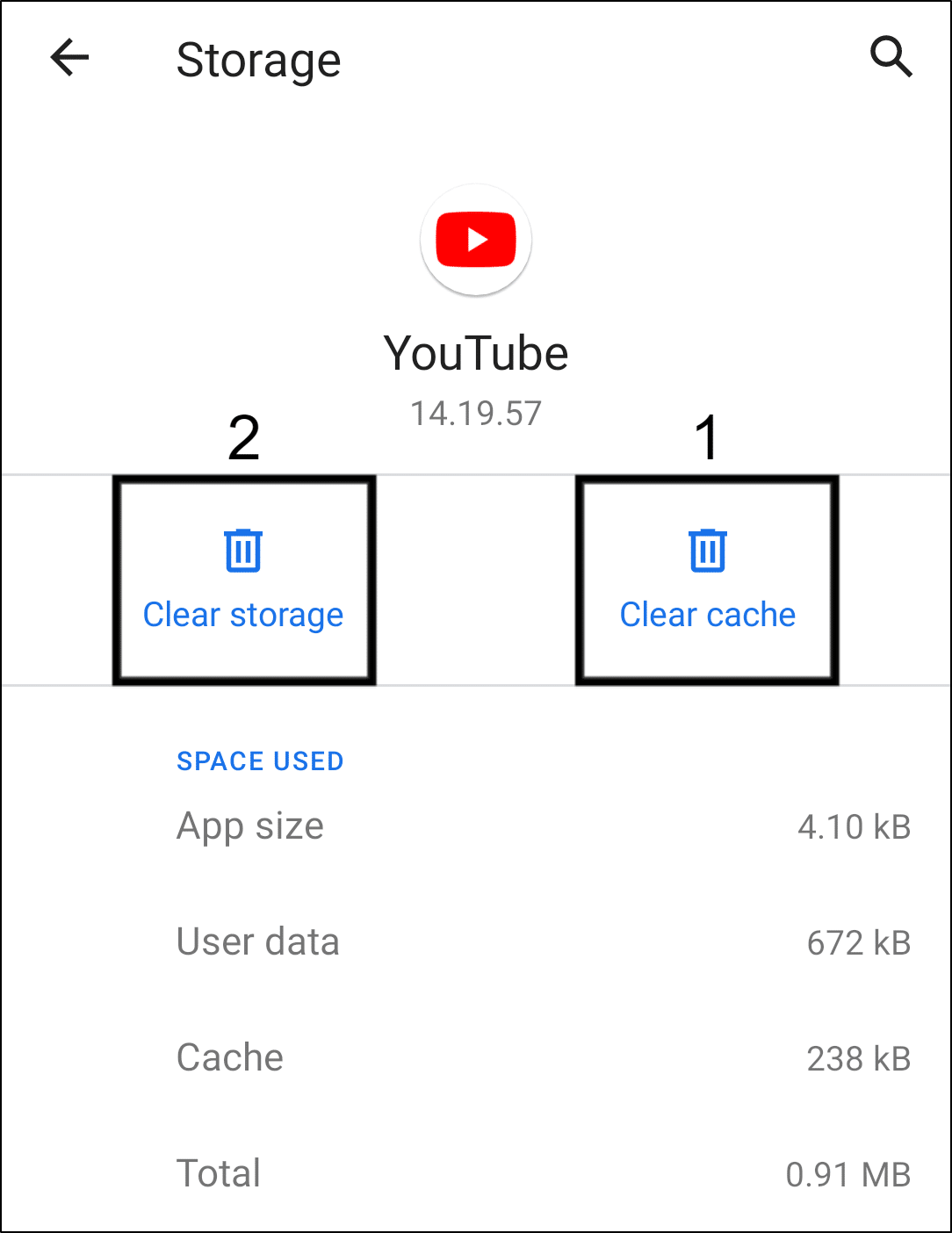 clear YouTube app cache and data on Android to fix video not uploading or stuck on processing
