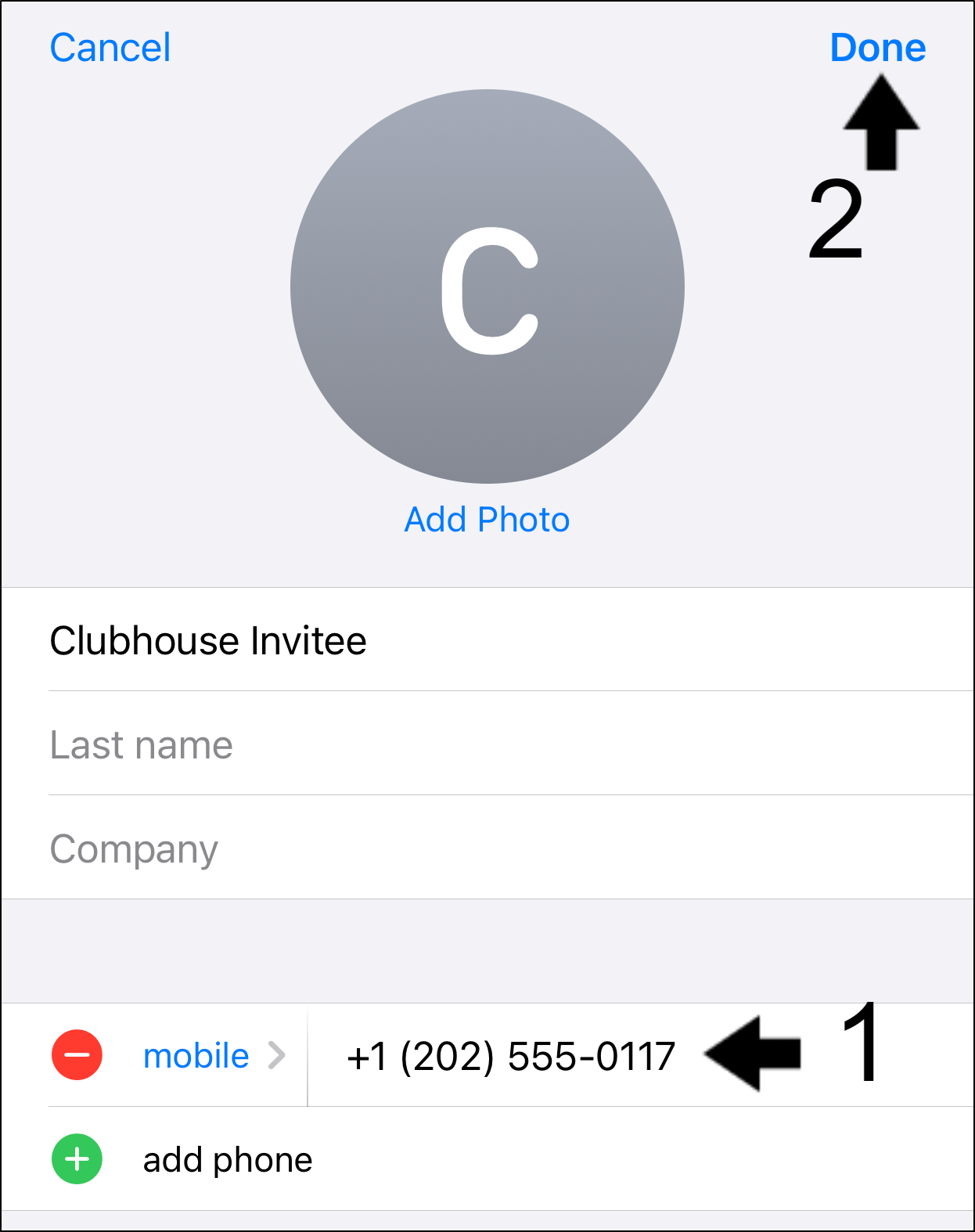 edit and correct invitees phone number with country code to fix Clubhouse invite link or verification code not working
