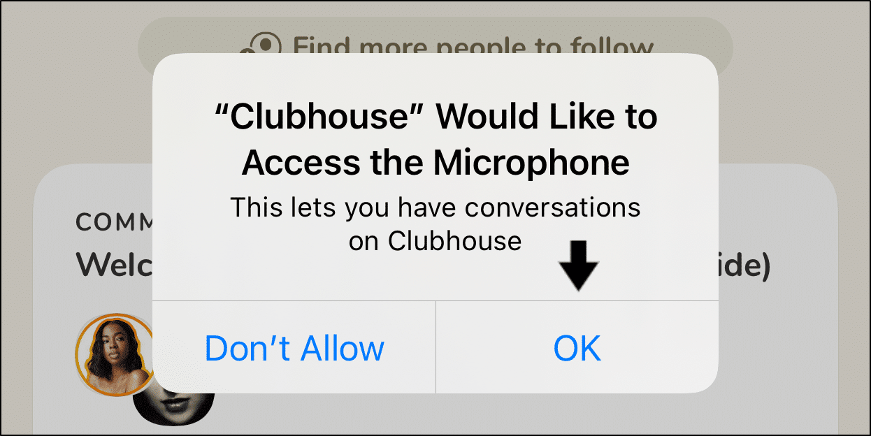 allow clubhouse app permission to device microphone if microphone or audio not working