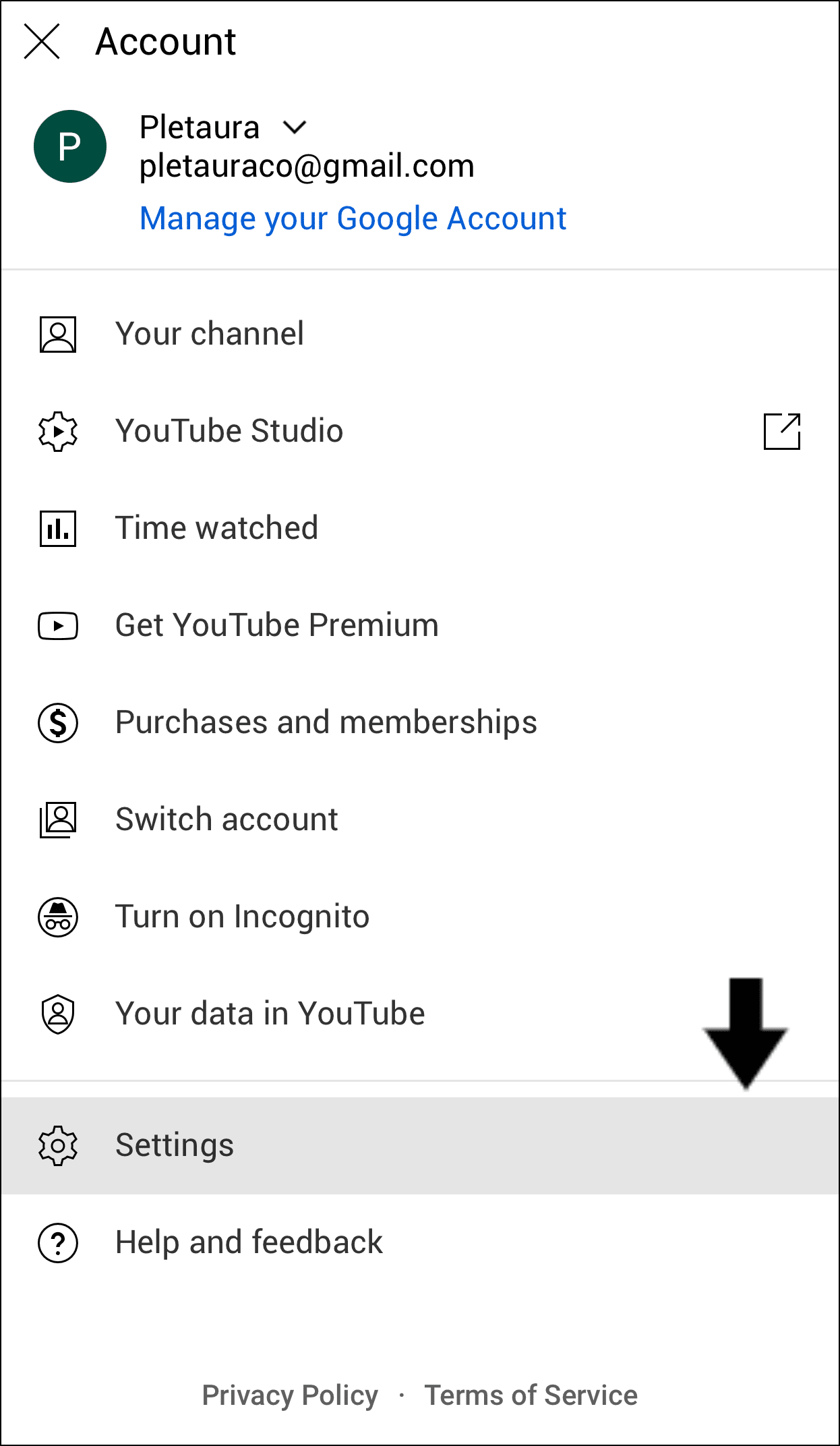 access Settings menu through YouTube app to enable app notification settings to fix notifications not working