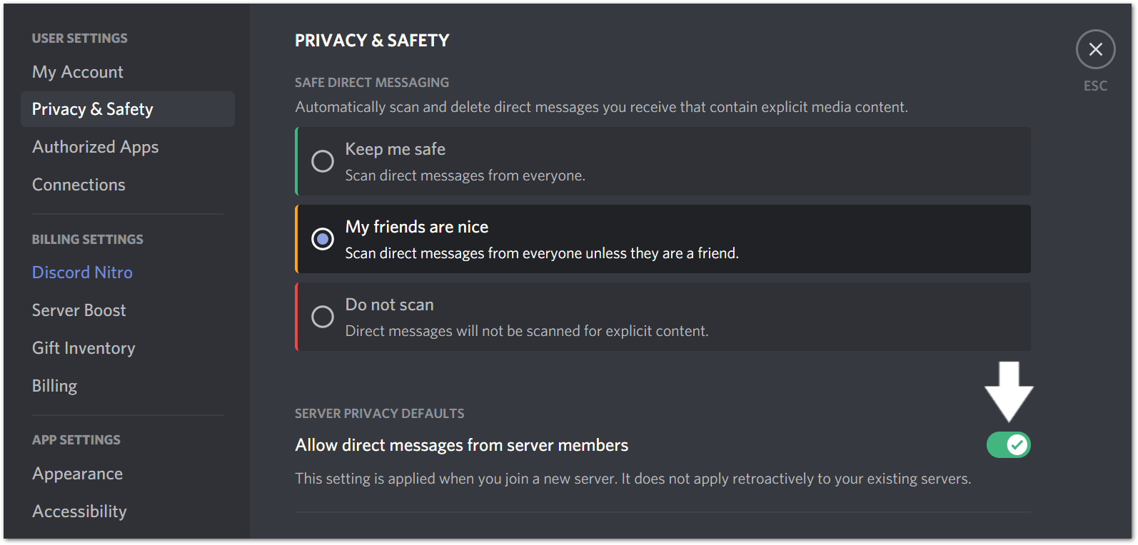 check discord privacy settings to fix discord upload failed error or images not uploading