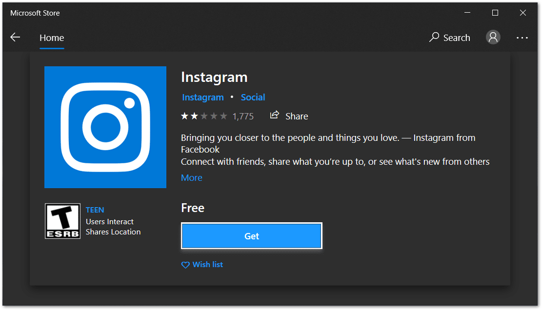 use the Instagram Windows 10 Store app if direct messages aren't sending, loading, showing or working