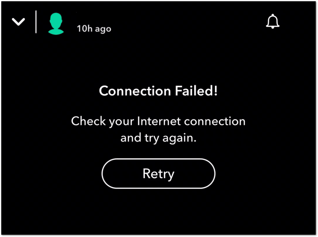 Snapchat connection failed error or stories and snaps not loading or showing