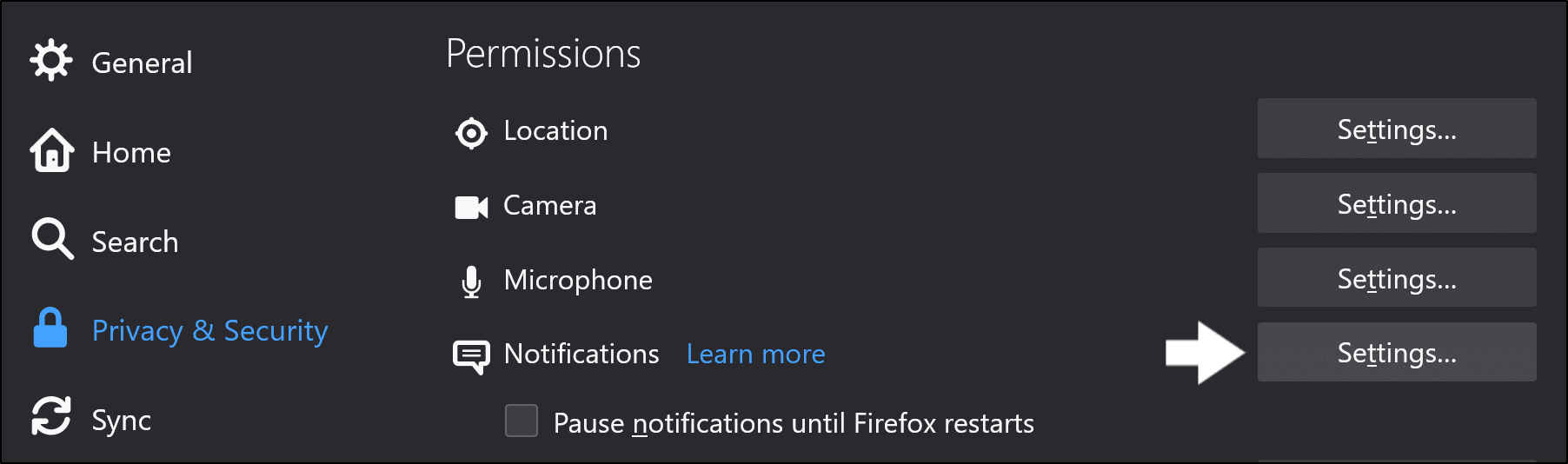 allow browser notification settings for YouTube website on Mozilla Firefox to fix notifications not working