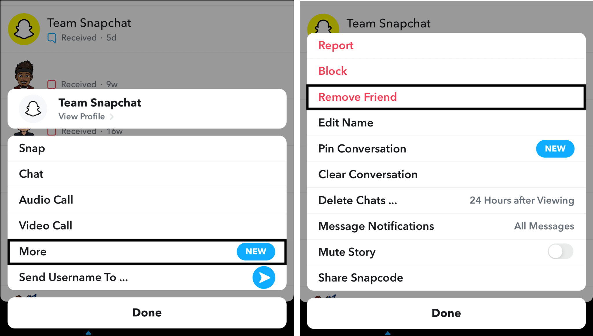 Remove and re-add your Snapchat friends to fix stories or snaps not showing or loading
