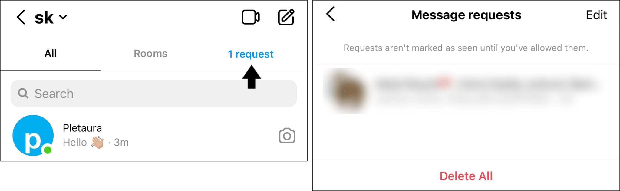 check Instagram message requests if messages are dissapearing, missing, not loading or showing