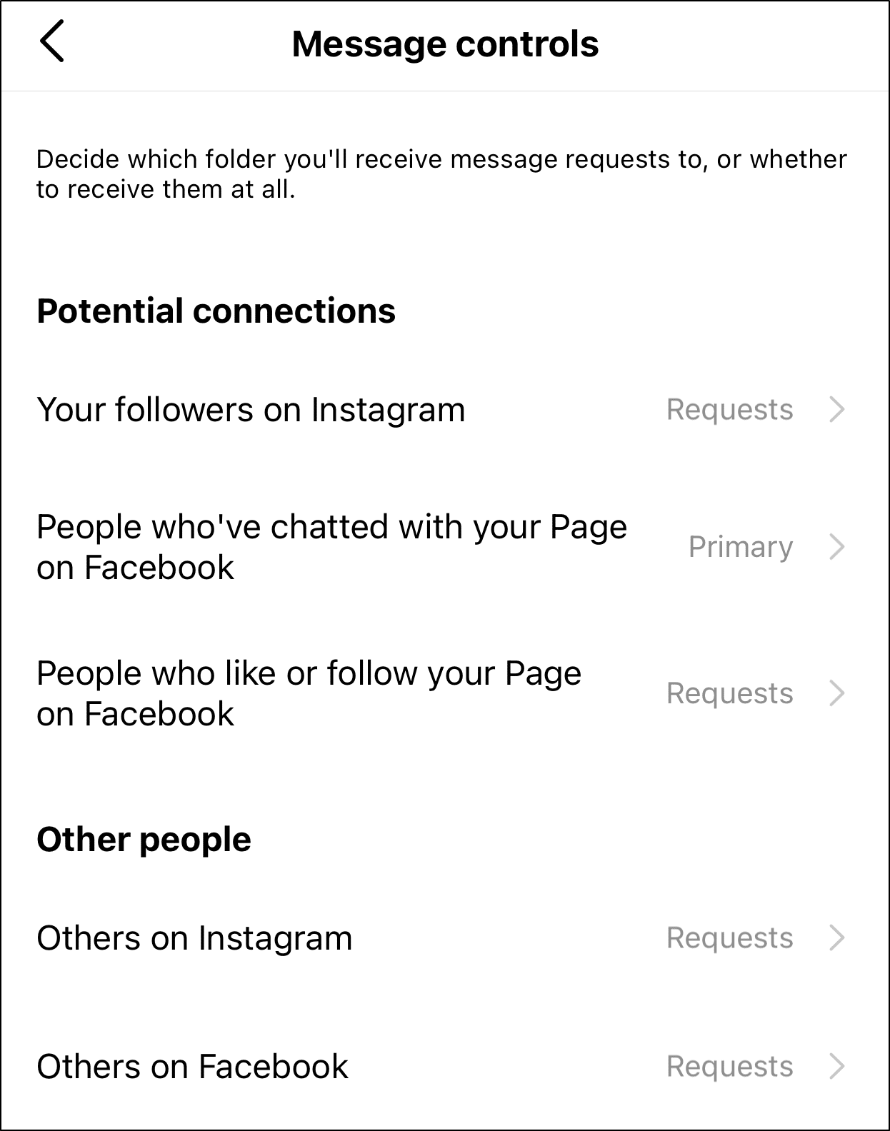 removing message requests feature through Instagram app settings