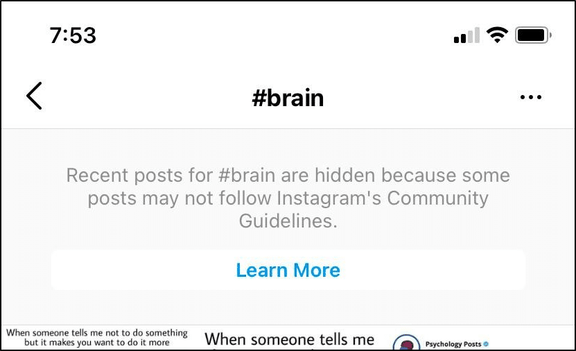 Refrain from using Broken/Banned Hashtags on Instagram to fix Instagram hashtags not showing or working on posts, reels or stories