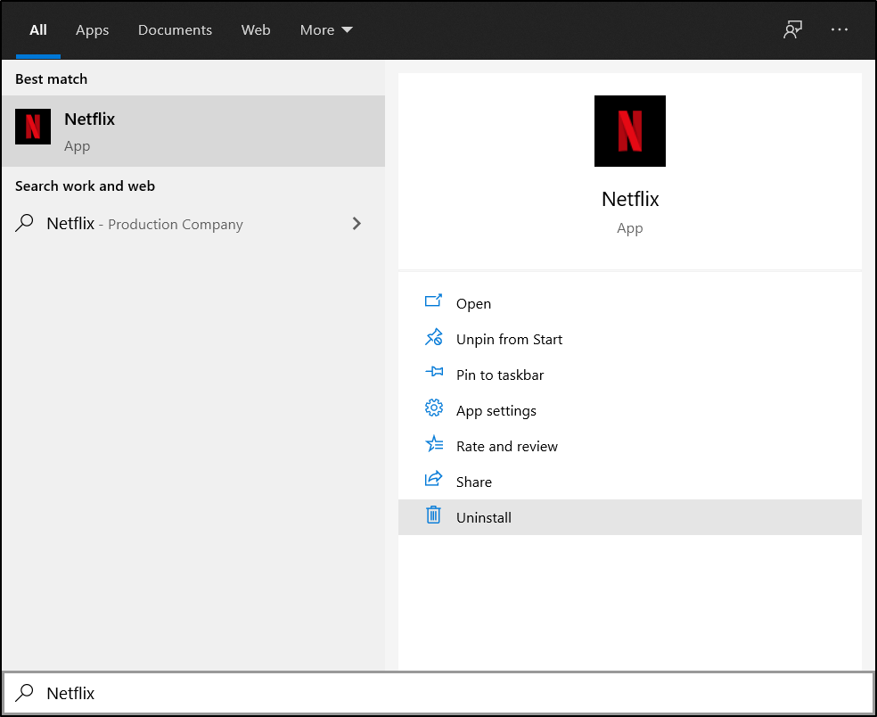 uninstall and reinstall Netflix on Windows 10 to fix downloads not working or playing