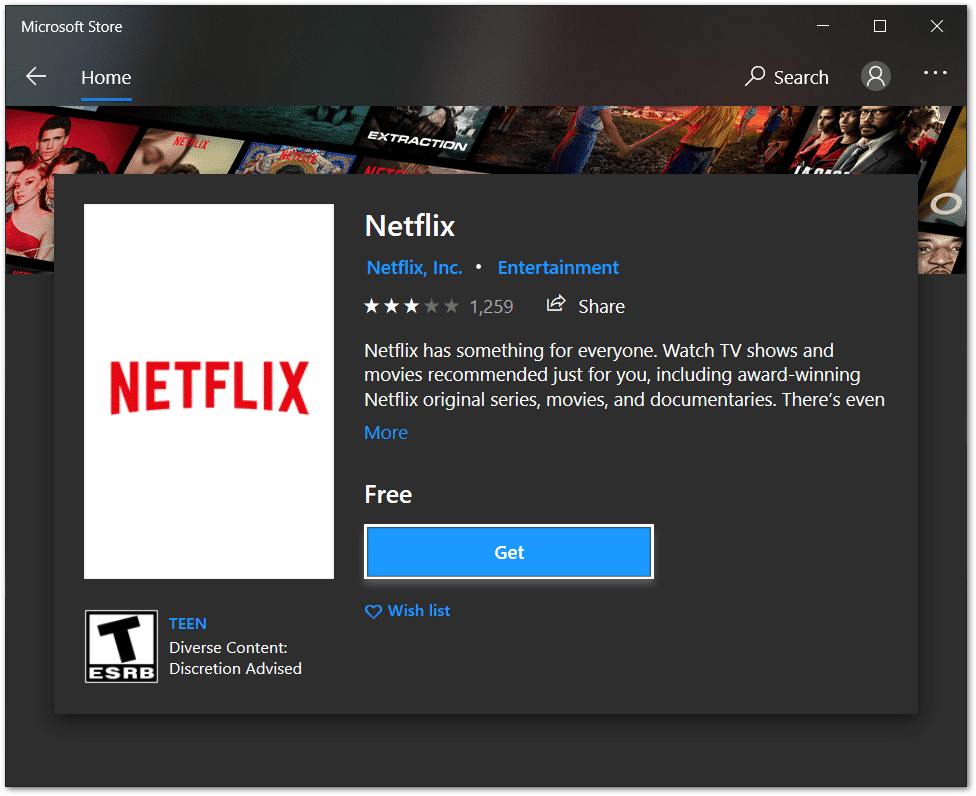 install Netflix app from Windows store to download Netflix titles