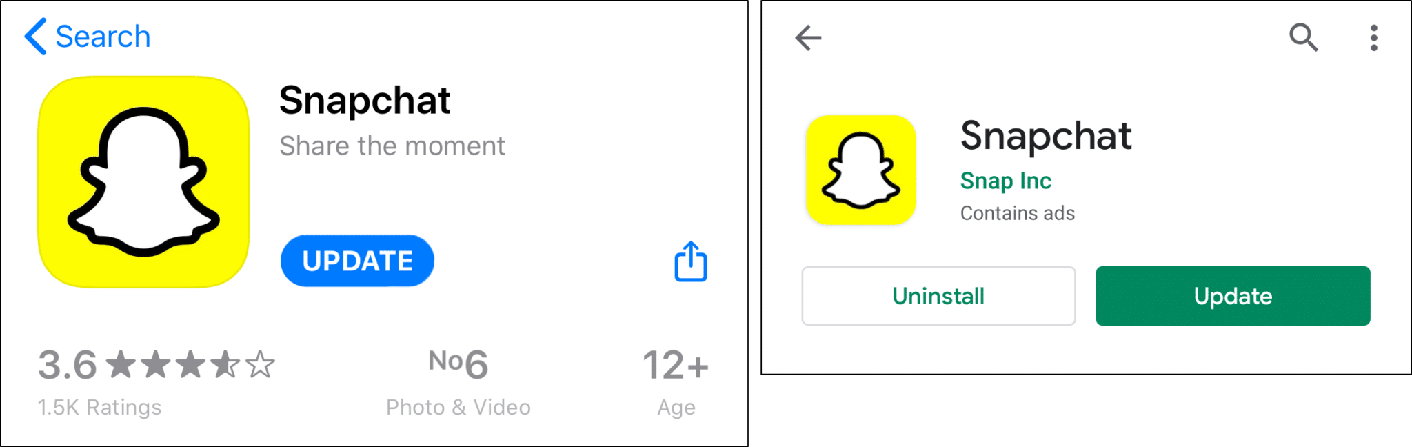 update the Snapchat app on iPhone or Android