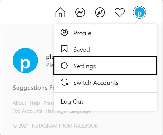 Open Instagram settings through web browser to remove linked accounts and secure account and fix can't sign in or log in to Instagram