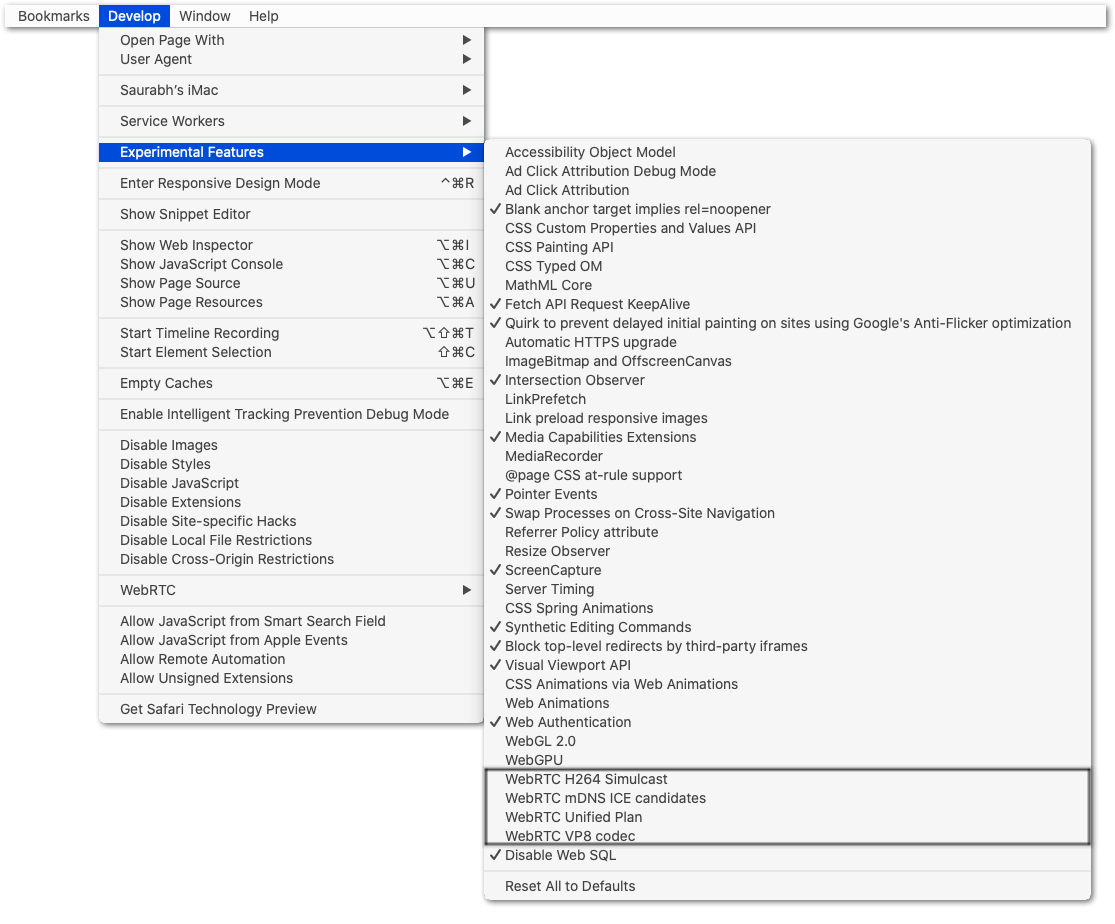 disable WebRTC on your web browser Safari macOS to fix Netflix not working with VPN or Proxy Error