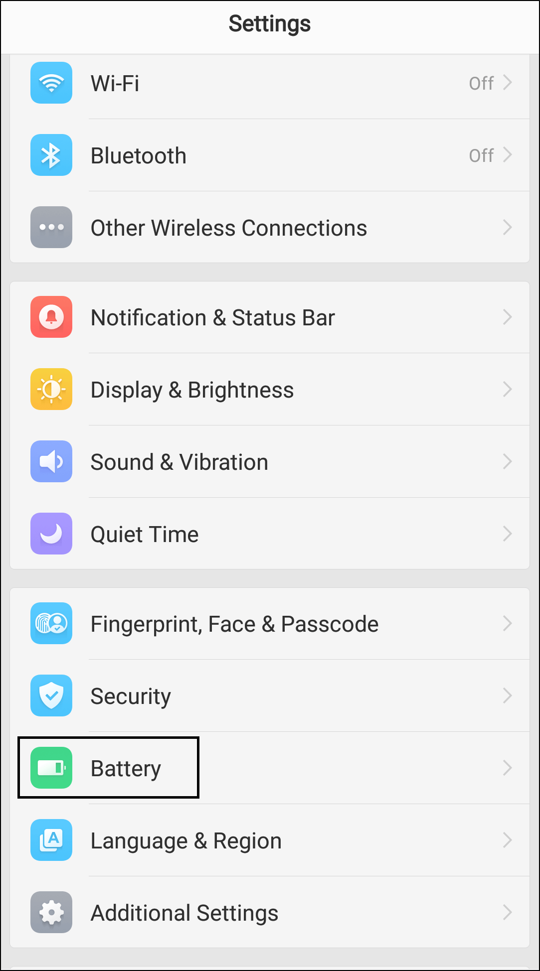 access battery settings on android to disable battery optimization and fix Telegram notifications not working or showing