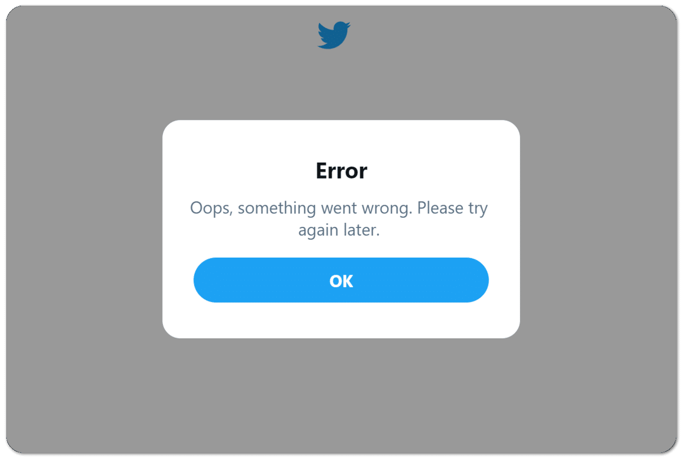 Twitter oops something went wrong error message