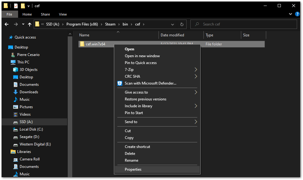 access Steam properties on Windows to allow permissions to folders and fix Steam Store not working or loading