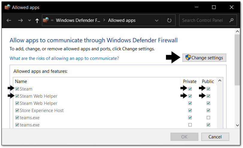 allow Steam through Firewall on Windows to fix cannot sign in or log in to Steam