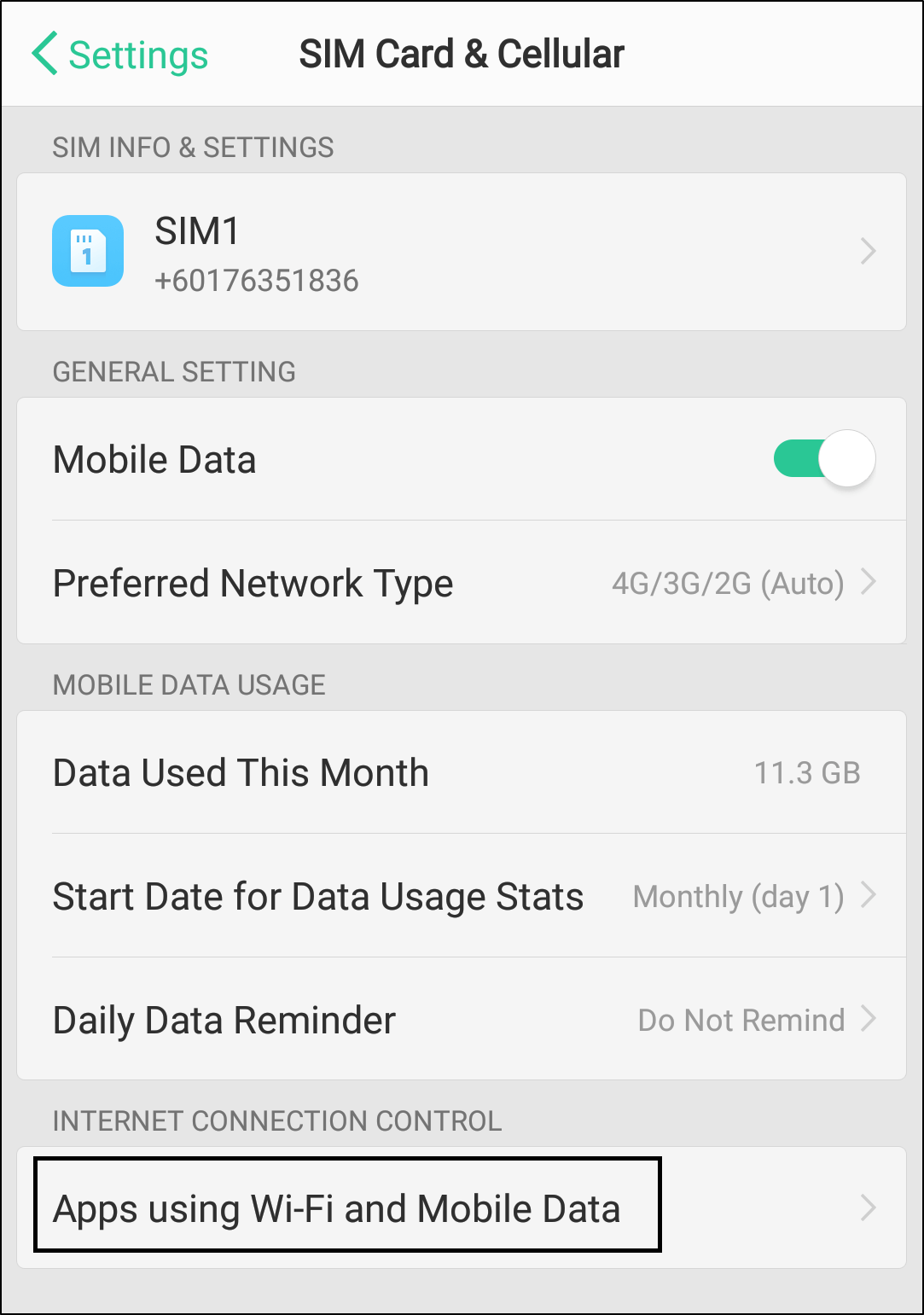 access cellular data settings on Android to enable Telegram access to Wi-Fi and mobile data to fix notifications not working or showing