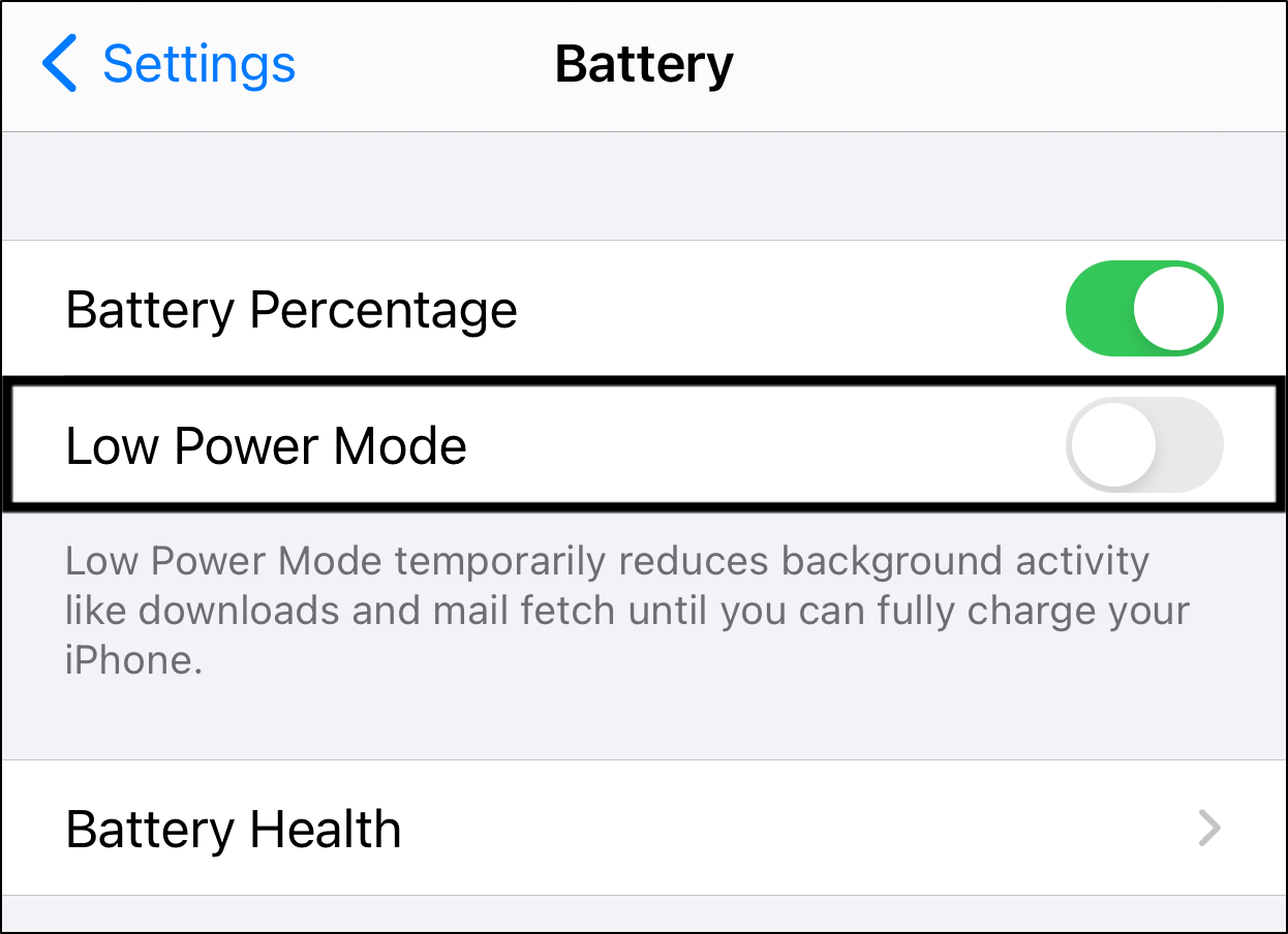 disable low power mode on iOS to fix Telegram notifications not working or showing