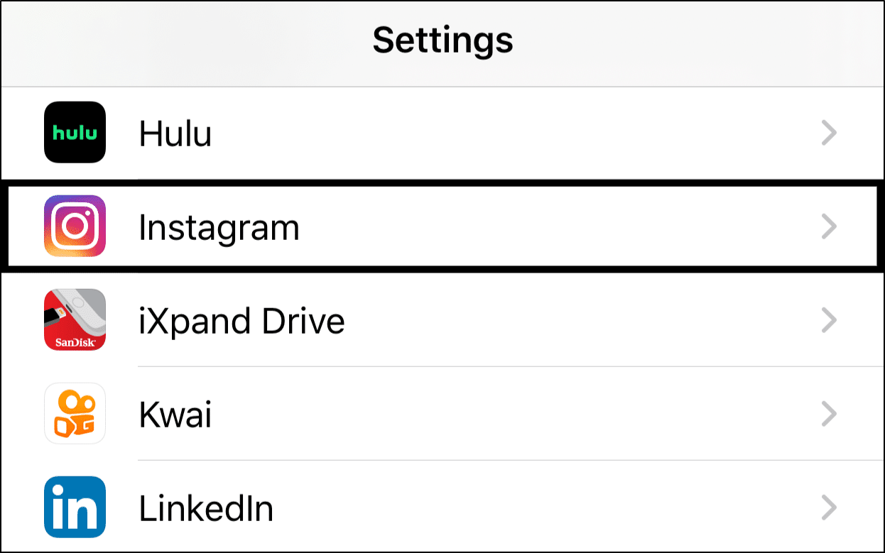 access the Instagram settings through iOS system settings to allow microphone permissions to fix Instagram microphone or voice/audio message/note not working, sending or playing