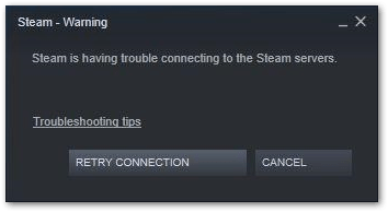 steam is having trouble connecting to Steam servers or can't sign in or log in error message