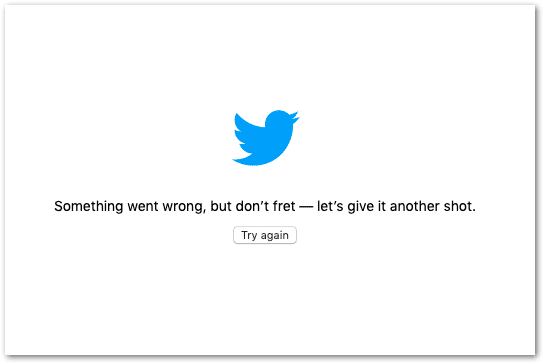 Twitter something went wrong error message