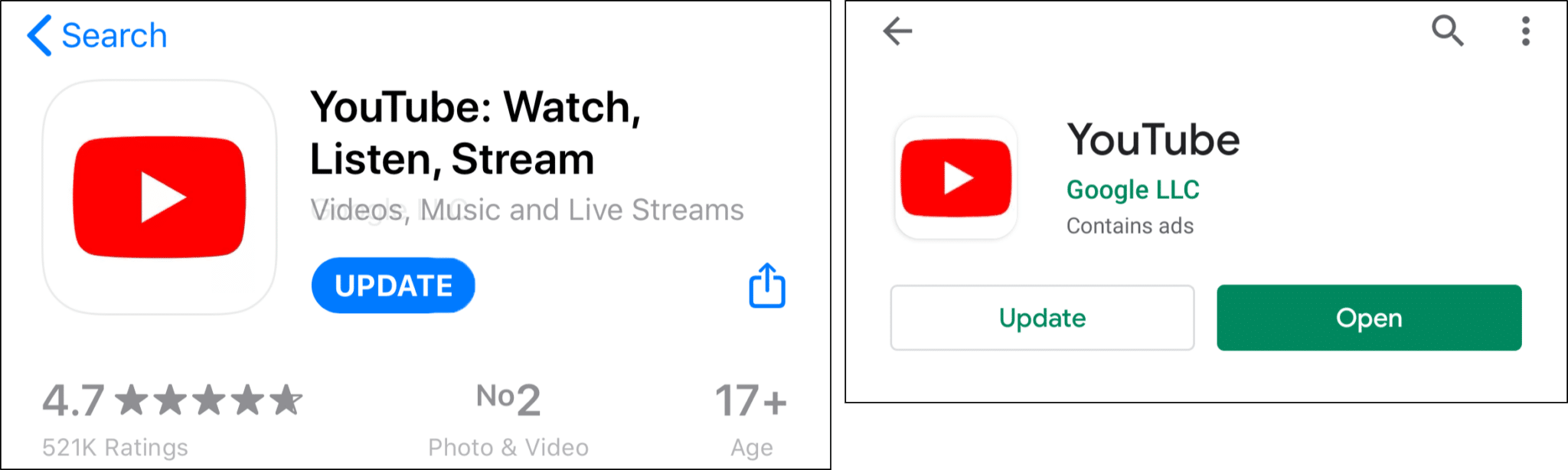 update the YouTube app to fix YouTube scrolling lag or glitch