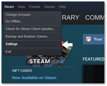 access the settings menu on the Steam client to clear download cache to fix Steam Store not working or loading