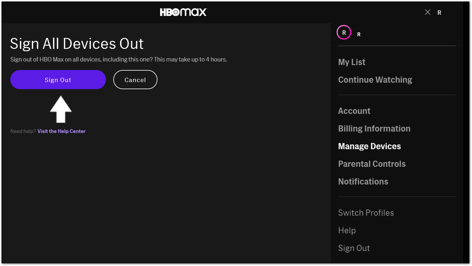 sign out of HBO Max on streaming devices to fix HBO Max black screen, keeps freezing, crashing, or lagging