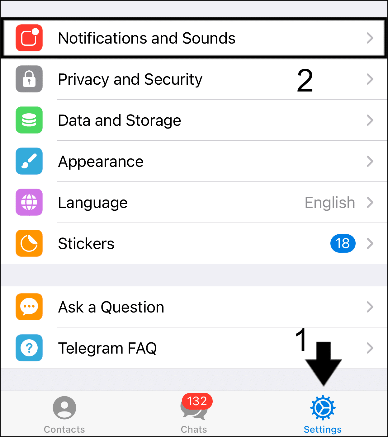 enable app notifications on Telegram on iOS to fix notifications not showing or working