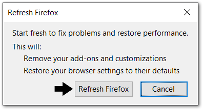 reset the web browser settings on Mozilla Firefox to fix Facebook Games not working or loading