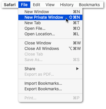 open Private Window on Safari macOS
