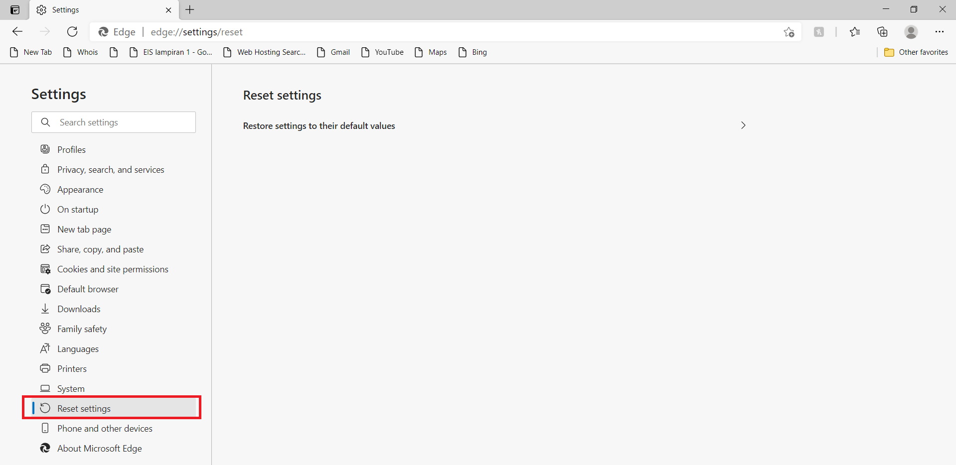 reset microsoft edge web browser settings to fix Facebook Games not working or loading