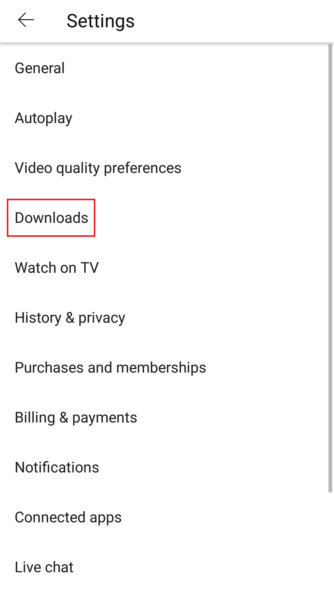 access Download settings through the YouTube app to disable Download Over Wi-Fi Option to fix offline downloads not working or playing