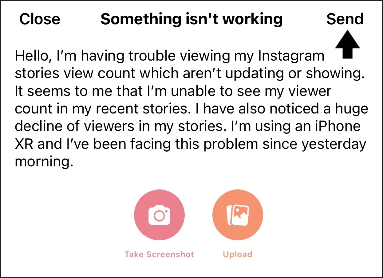 contact Instagram Help to fix story or highlight views not showing