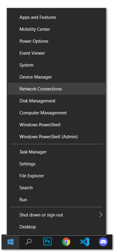access Network Connections settings on Windows to manually set up VPN to fix Apple TV+ not loading or playing