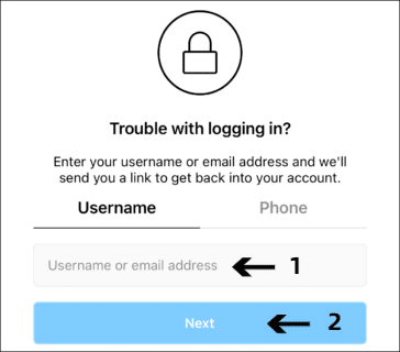 reset instagram account password to fix can't log in or sign in