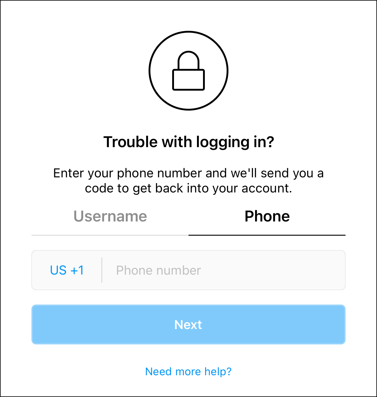 Use a one-time code sent to your phone to log in to Instagram to fix can't log in or sign in